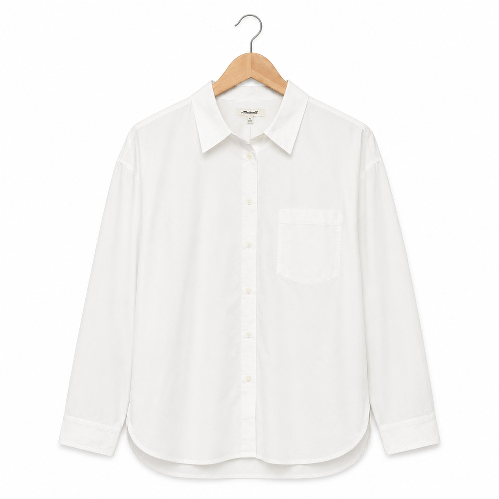 Madewell The Easy Shirt Womens Size XL White 100% Poplin Cotton Button Up NWT